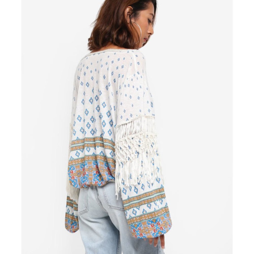 Free People Fringe Macra Maze Me Boho Blouse - Picture 3 of 8